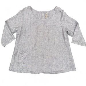 Flax Linen Back Up Tunic Top Size L Lagenlook Minimalist Coastal Sustainable